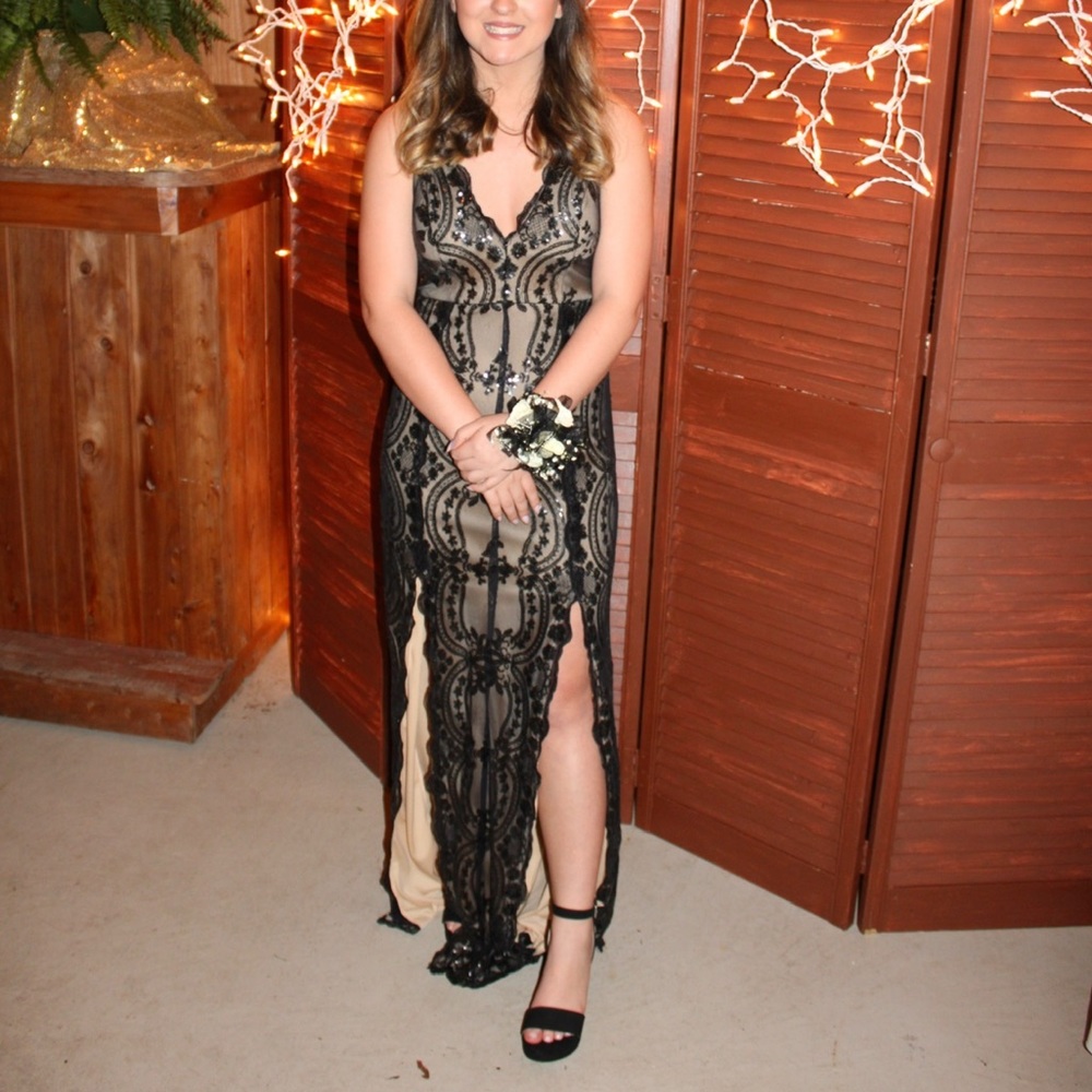 Black Mesh Prom Dress - Size Small